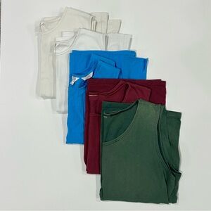 Lot of 5 Tank Tops Cotton Vintage Fall Workout Fabric Stretch XL Plus Basic